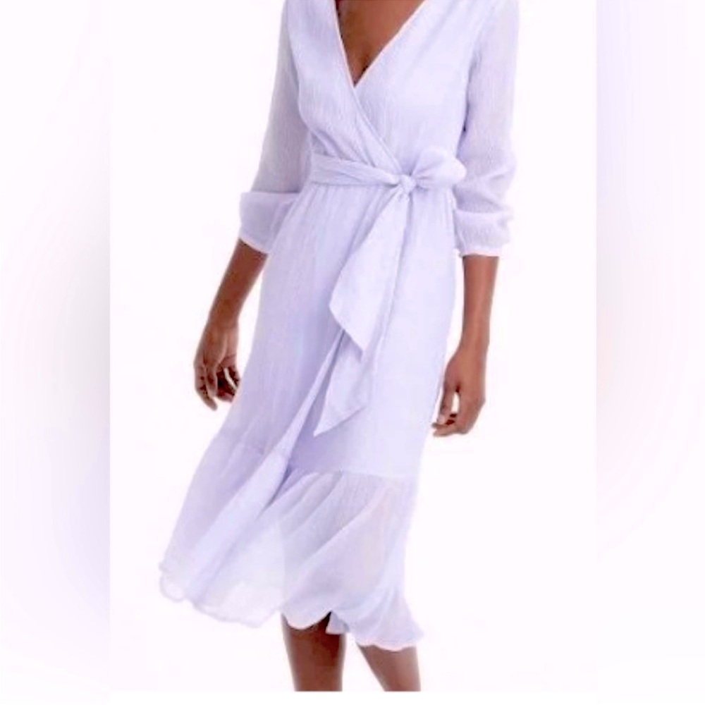 JCrew Faux Wrap Dress, Lilac Purple, Gauze Material, Lined, Size 4